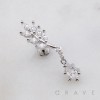 MULTI CZ DANGLE MARQUISE LEAF-CLUSTER THREADLESS (PUSH IN) 316L SURGICAL STEEL LABRET SET